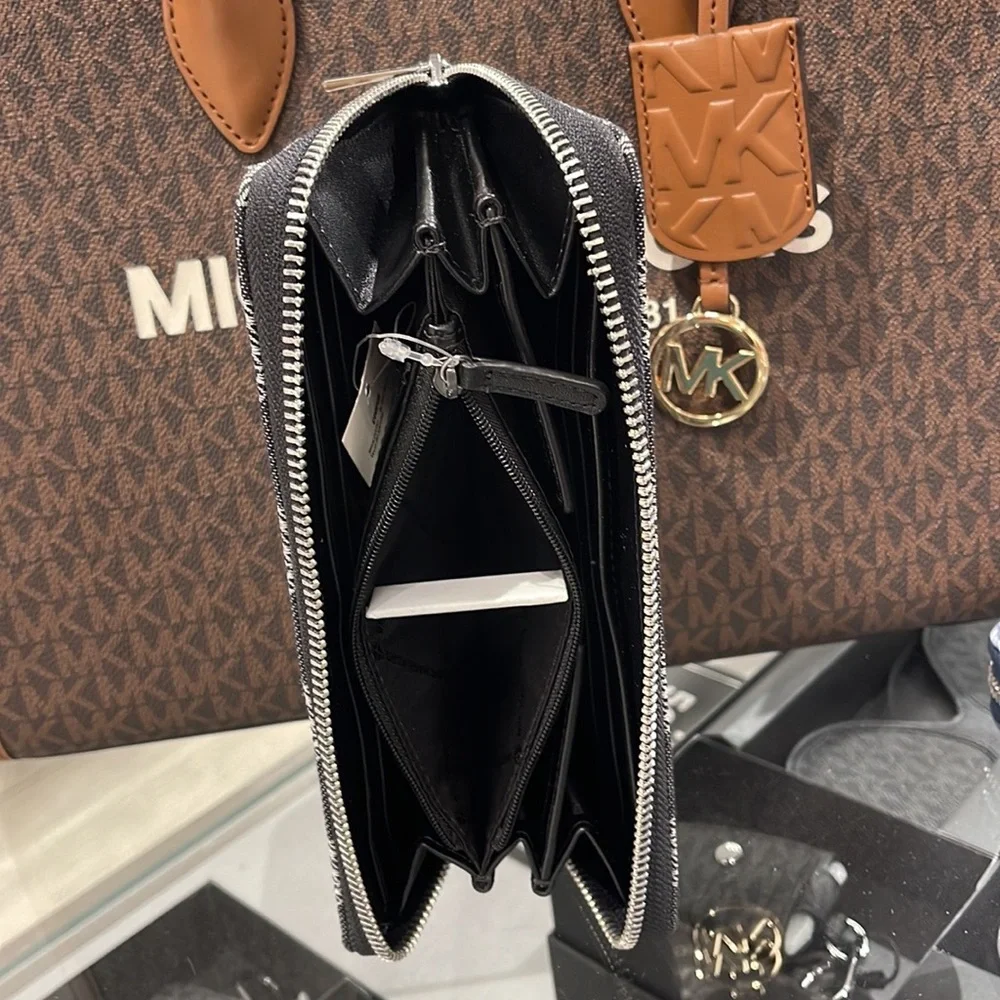 Michael Kors Men’s Women’s Cooper Tech Zip Around Continental Wallet Black NWT